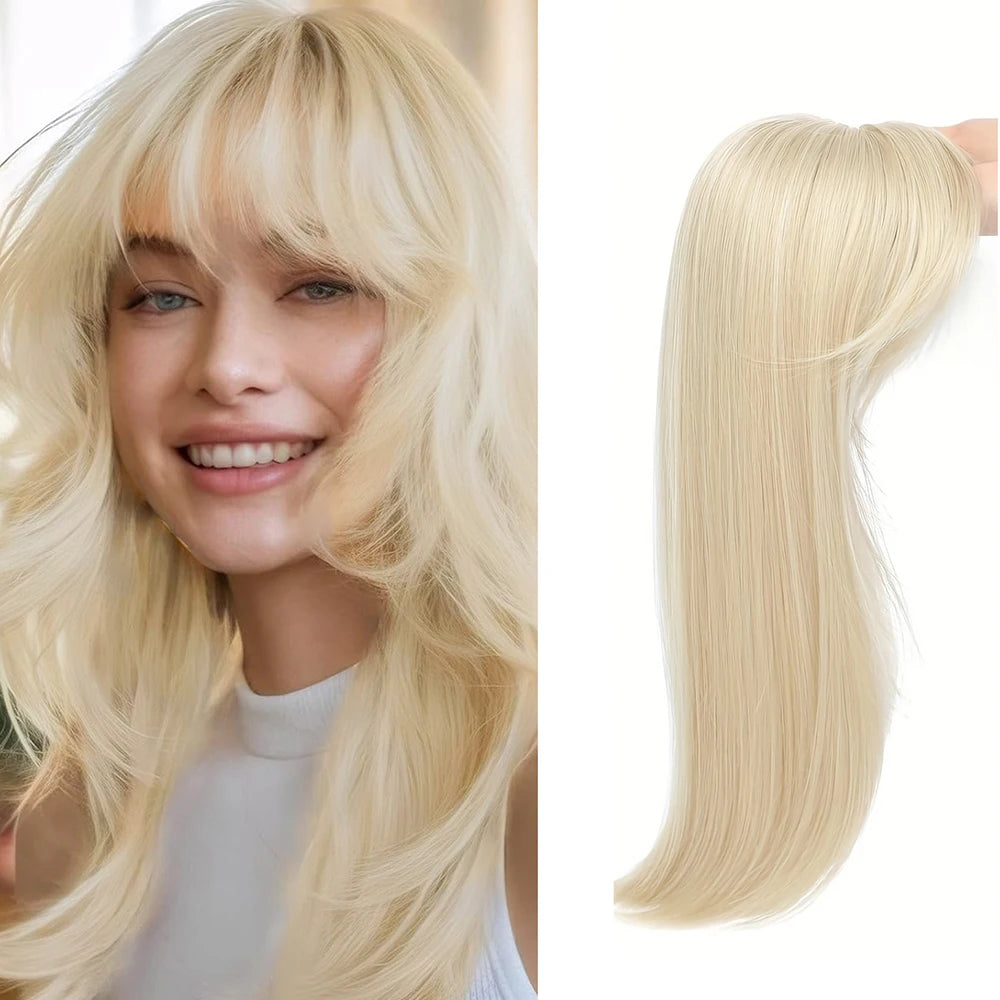 [22 Inch Straight Wig Block] Elegant 22 Inch Women's Straight Synthetic Wig Block, High Temperature Fiber, Light Brown to Black