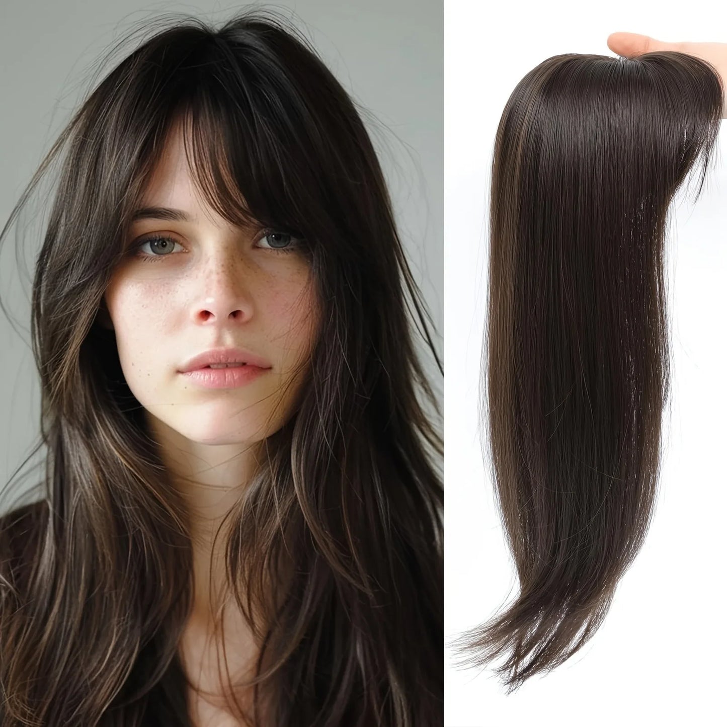 [22 Inch Straight Wig Block] Elegant 22 Inch Women's Straight Synthetic Wig Block, High Temperature Fiber, Light Brown to Black