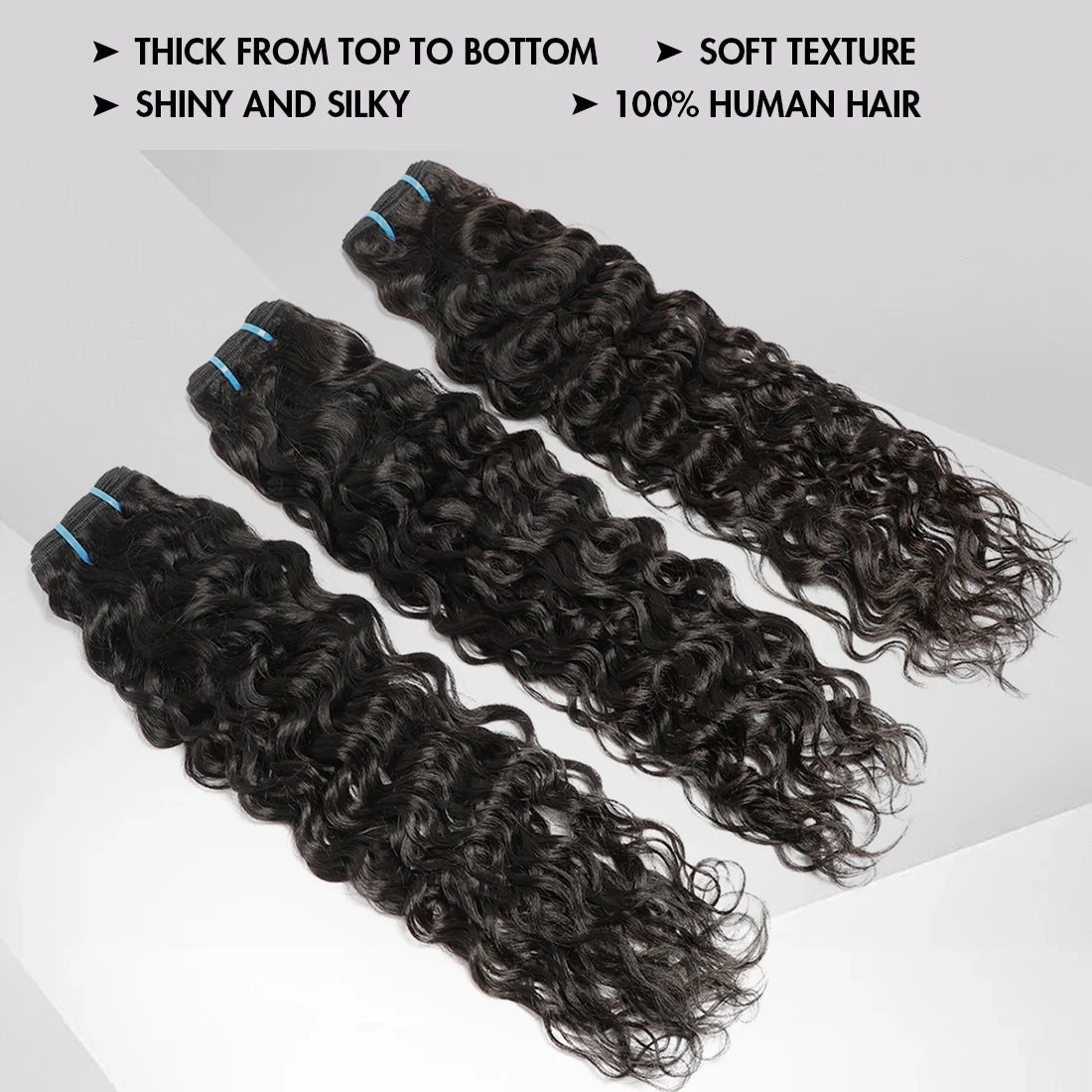 100% Human Hair Bundles 12A Unprocessed Water Wave Bundles Human Hair Weaving Maxine Wet and Wavy Curly Hair Bundles Extensions