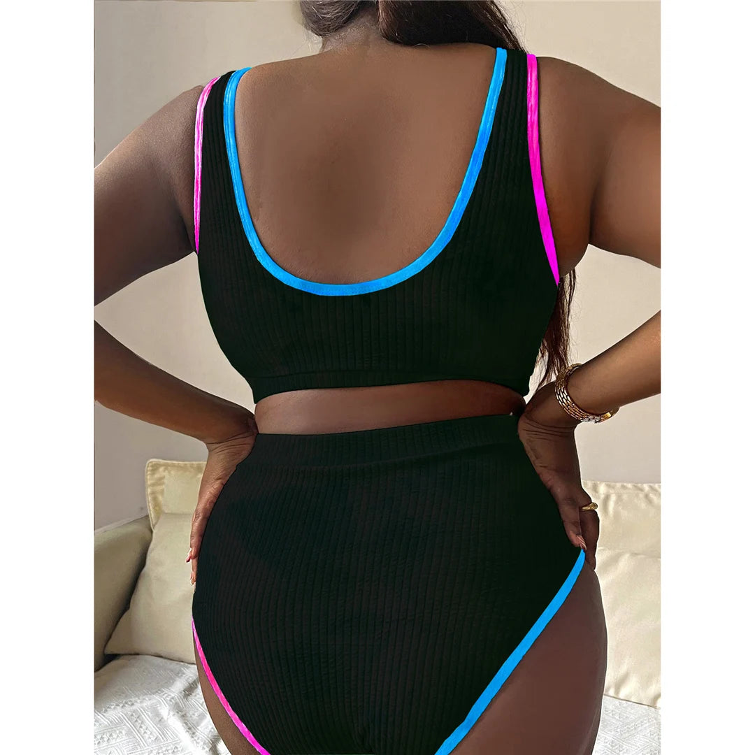0XL - 4XL New Tie Dye Bikini Large Size Swimwear Plus Size Women Swimsuit Female Two-pieces Bikini set Bather Bathing Suit K5948