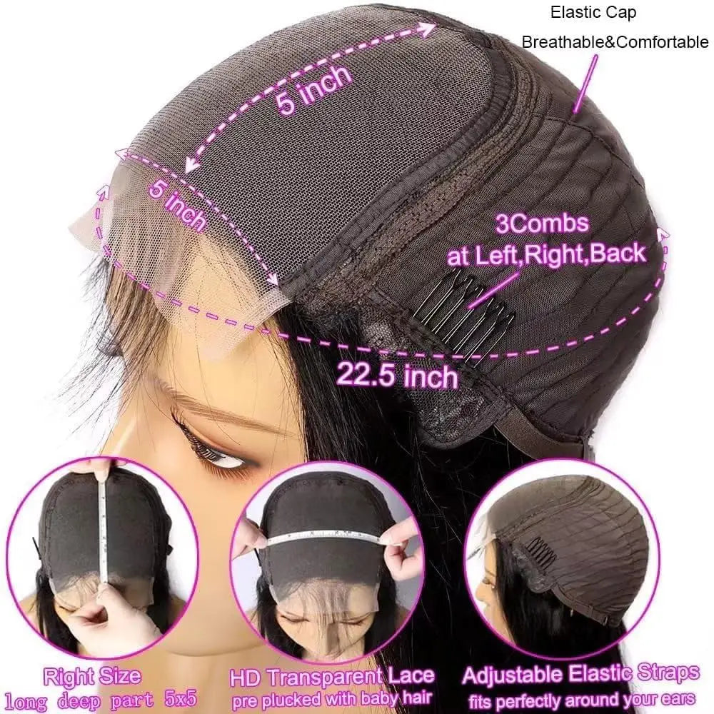 250 Density Double Drawn Vietnamese Raw Human Hair Wigs for Women Full Bouncy Body Wave Brown Color Glueless Lace Frontal Wig