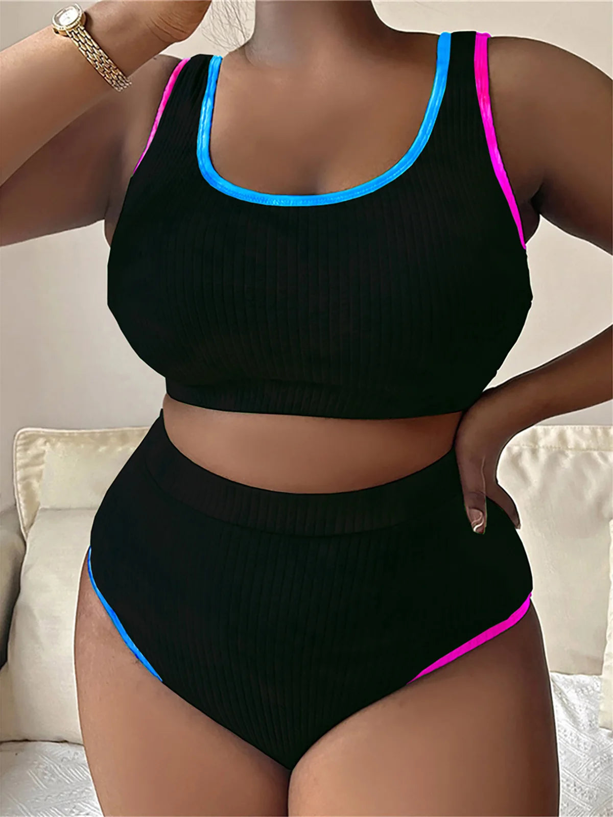 0XL - 4XL New Tie Dye Bikini Large Size Swimwear Plus Size Women Swimsuit Female Two-pieces Bikini set Bather Bathing Suit K5948