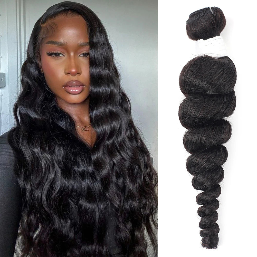 100% Brazilian Human Hair Bundles  Loose Wave 10-26 Inch Raw Hair Extensions  Weft Deals for Women Body Wave Natural