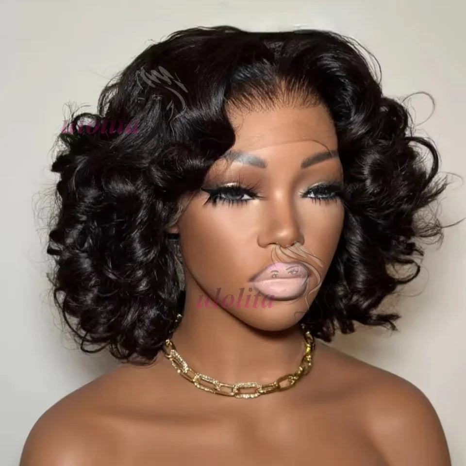 Ombre Chotolate brown Loose Bouncy Wave 4x4 HD Lace Closure Human hair Wigs 100% Vietnamese Hair Wear and Go Glueless Curly Wig
