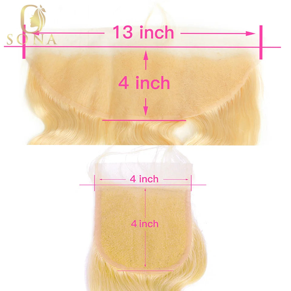 #27 Honey Blonde Human Hair Bundles with 4X4 Closure Brazilian Hair Weave Bundles with Closure 10A Colored Body Wave 1 3 Bundles