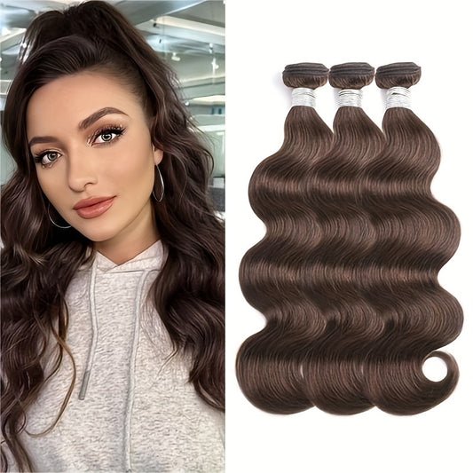 #4 Color Brown Body Wave 3 Bundles 100% Virgin Human Hair Extension Brazilian Remy Hair For Women