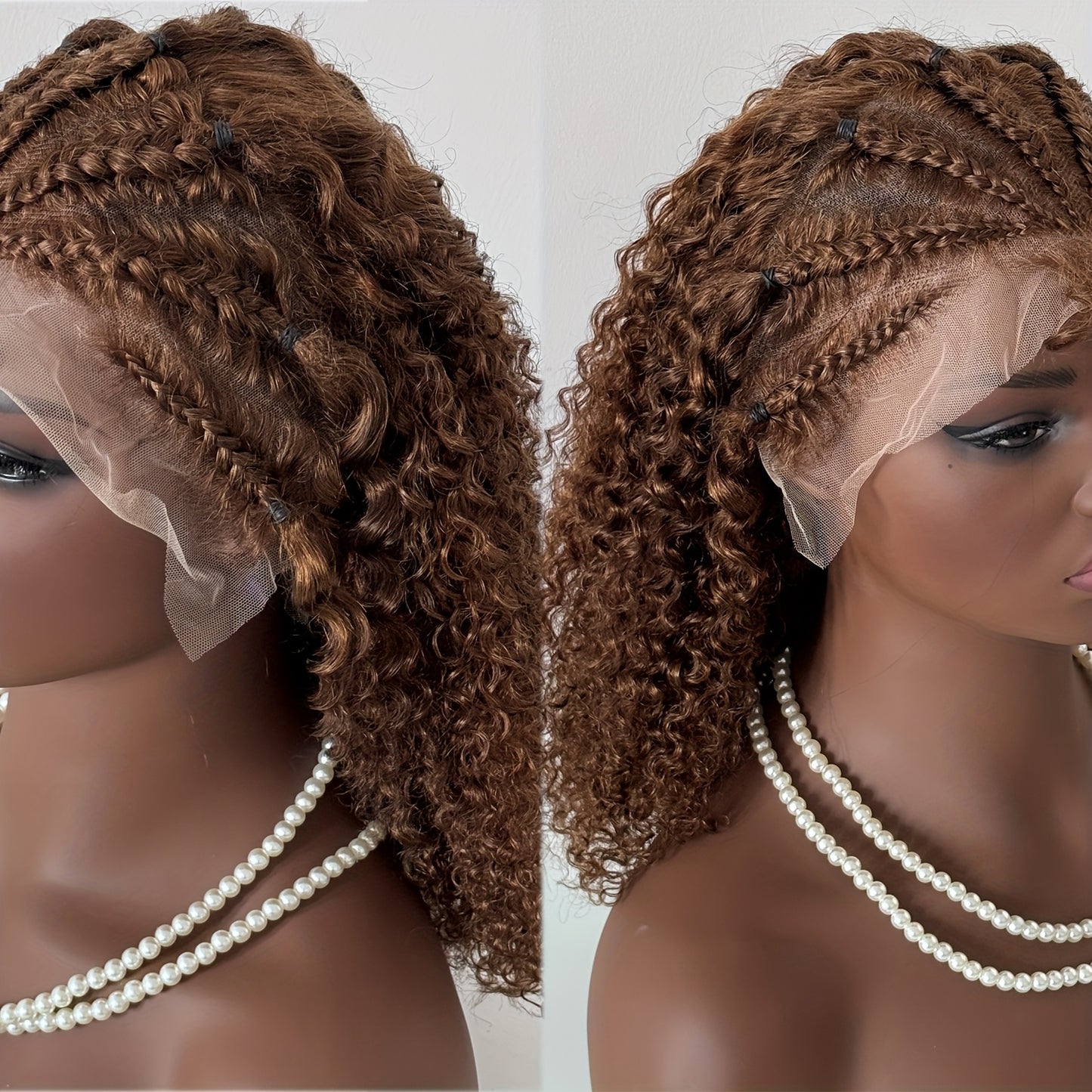 [Kinky Curly Lace Wig] 13X4 Lace Front Wigs Human Hair Kinky Curly Bob Wigs for Women - Pre Plucked Pre Braided Natural Hairline Deep Wave Lace Front Wigs - 200% Density 16 Inch