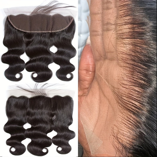 13 X 4 Lace Frontal Body Wave Ear To Ear Lace Frontal Human Hair, Straight 13x4 Lace Closure Pre Plucked Human Hair Free Part Closure Human Hair 150% Density Natural Black Color