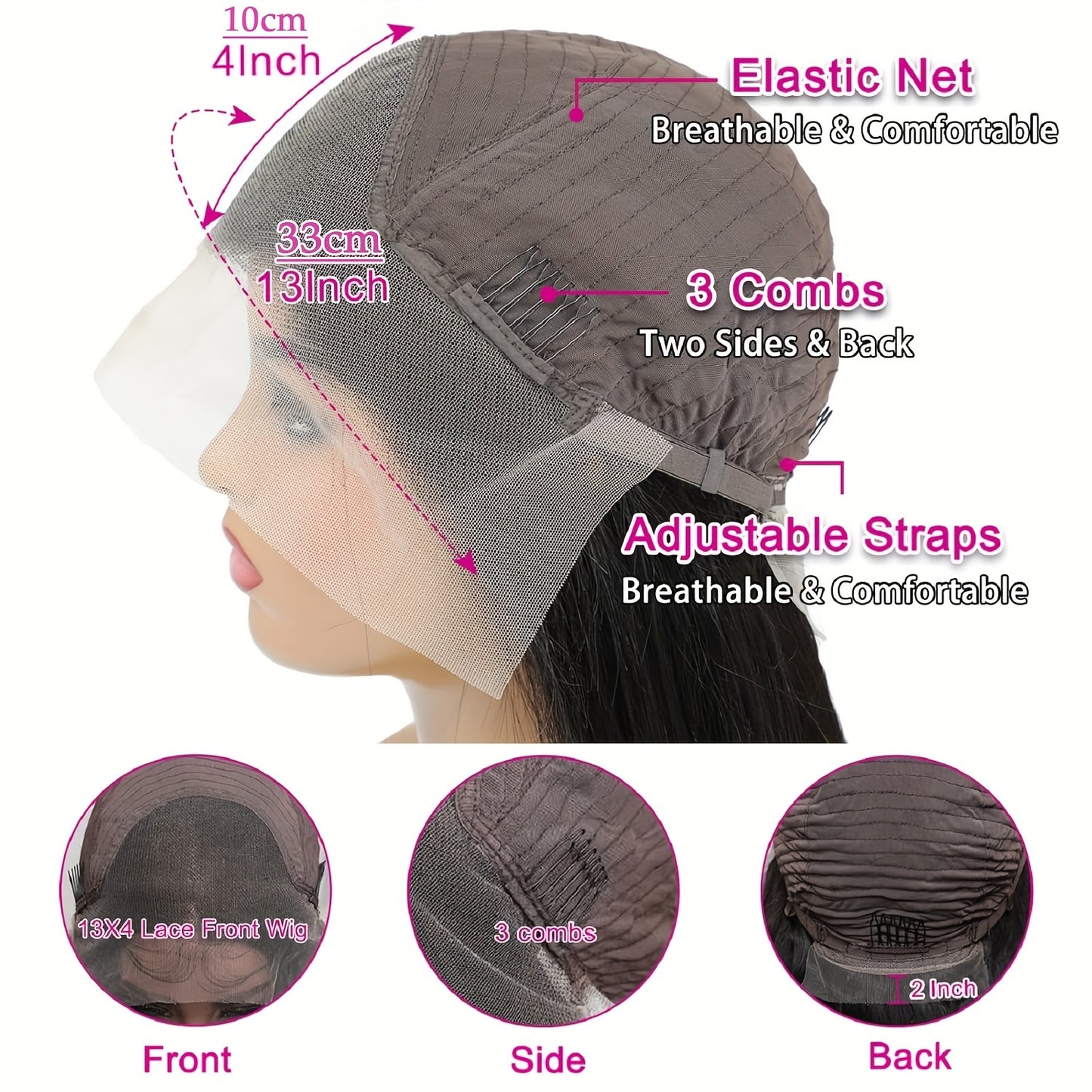 [HD Lace Front Wigs] 250 Density HD Lace Front Wigs - 13x4 Human Hair Straight Pre Plucked Glueless Lace Frontal Wigs - Natural Black Color 20 Inch