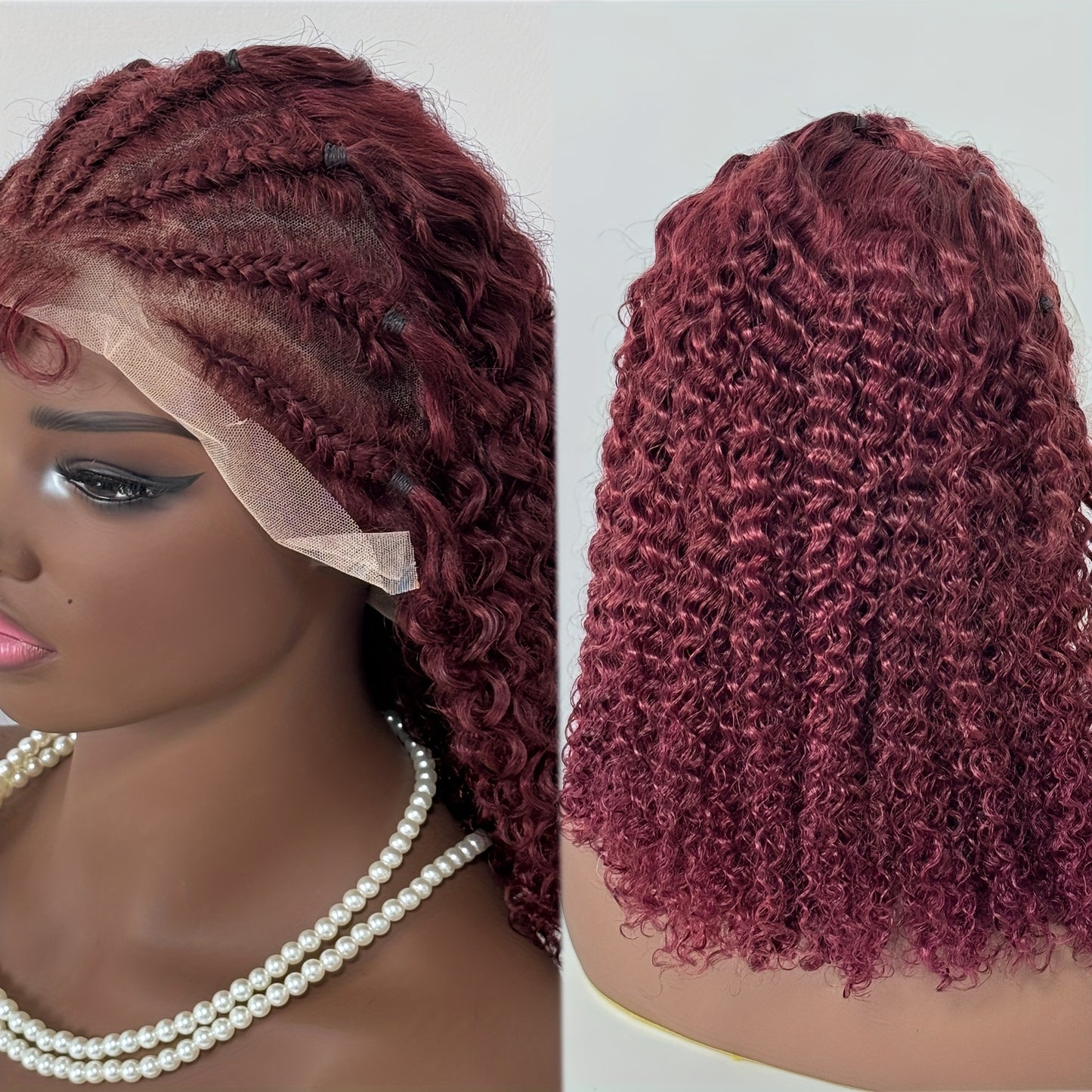 [Kinky Curly Lace Wig] 13X4 Lace Front Wigs Human Hair Kinky Curly Bob Wigs for Women - Pre Plucked Pre Braided Natural Hairline Deep Wave Lace Front Wigs - 200% Density 16 Inch