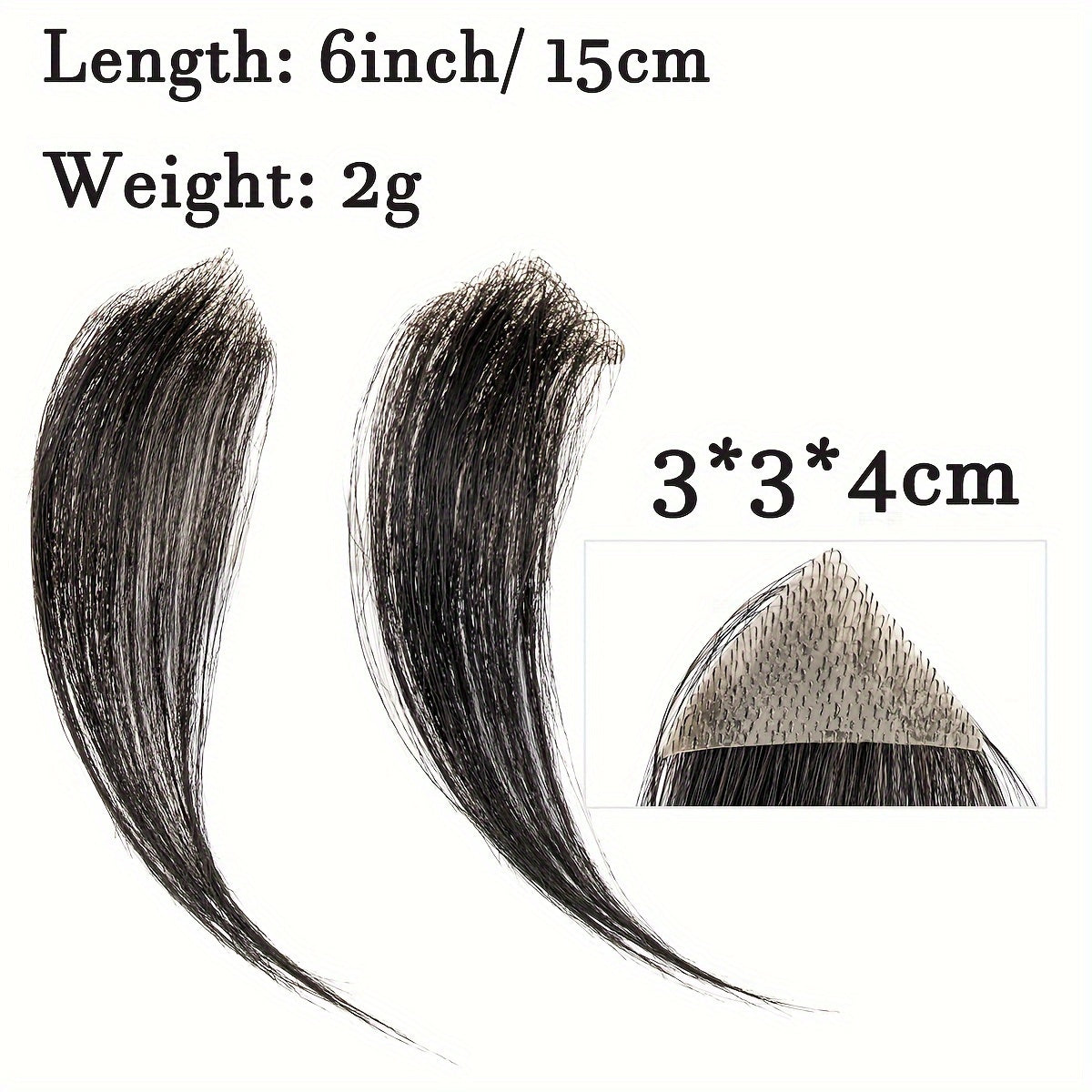 [Human Hair Hair Topper] 100% Real Human Hair Ultra-Thin Men's Hair Topper - Invisible Seamless Forehead Patch & Sideburns Toupee, Straight, Fit, Handcrafted, 1B Color