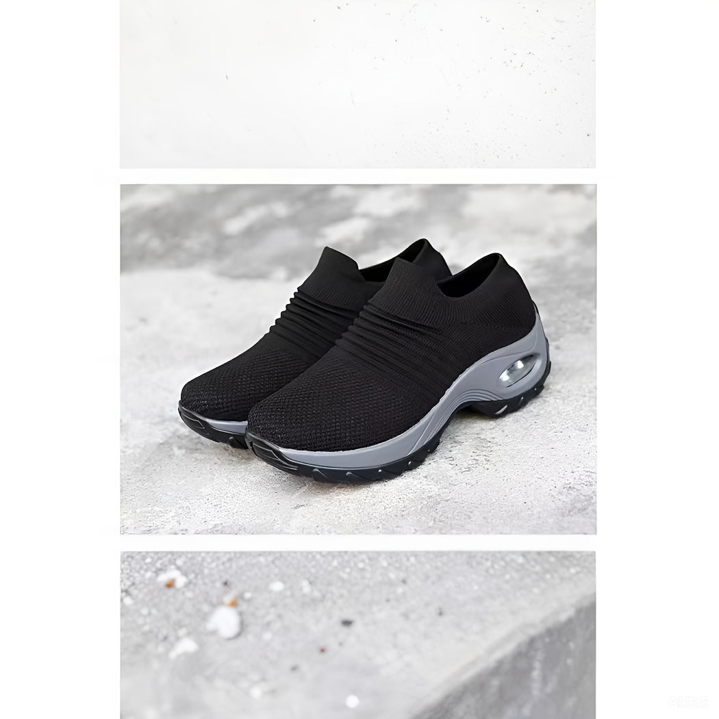 [Air Cushion Sole Sneakers] Lightweight Mesh Women's Air Cushion Sole Chunky Sneakers - Low Top Running Shoes - Women's Footwear