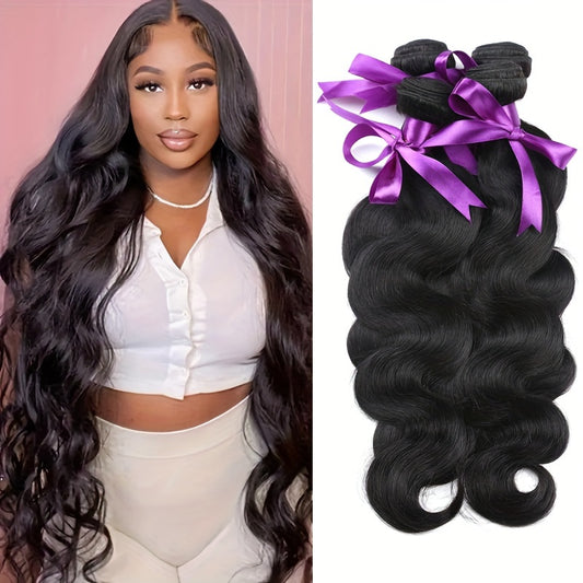 12A Indian Body Wave Hair Bundles 100% Human Hair Virgin Human Hair Extensions For Women Natural Black Color 4 Pcs In Total 12-26 Inches