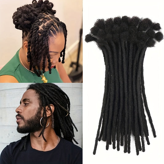 100% Human Hair Dreadlock Extensions - Full Handmade, Permanent Locs for All Races, 8 Inch, 10 Strands/Pack