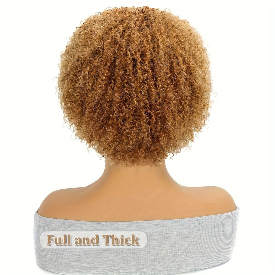 [70s Short Afro Wig Dark Blonde] Halloween Christmas Afro Wigs For Women Human Hair Wear And Go Glueless Wig 70s Short Afro Wigs Cosplay Or Daily Use Dark Blonde Afro Wig