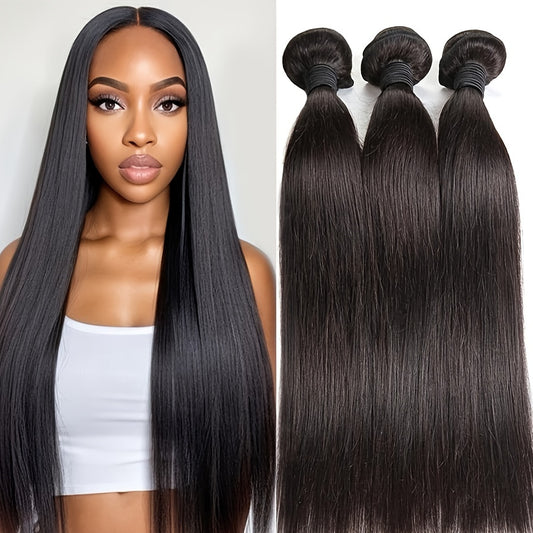 1 3 4 Bundles Weft Human Hair Bundle Straight Real Human Hair Bundles Straight Unprocessed Brazilian Virgin 100% Human Hair Extension For Women Natural Color