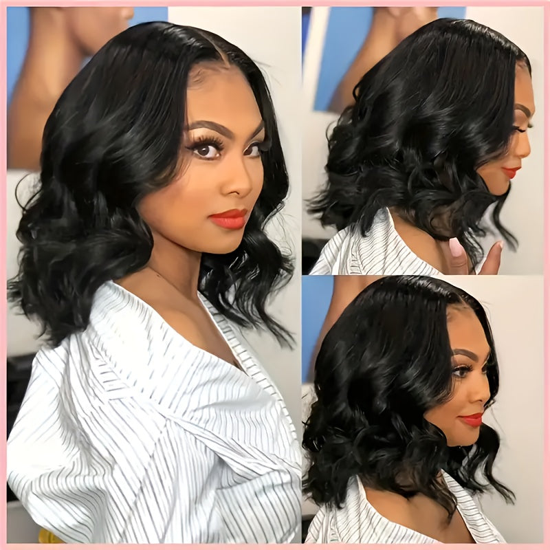 [180% Density Body Wave Wig] 13x4 Body Wave Human Hair Wig HD Lace Front Wigs Short Bob Wig Pre Plucked For Women Natural Black Color 180% Density